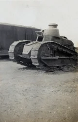 Franse Renault FT17 tank tijdens gevechtsoefeningen op Lulworth ranges, 1919